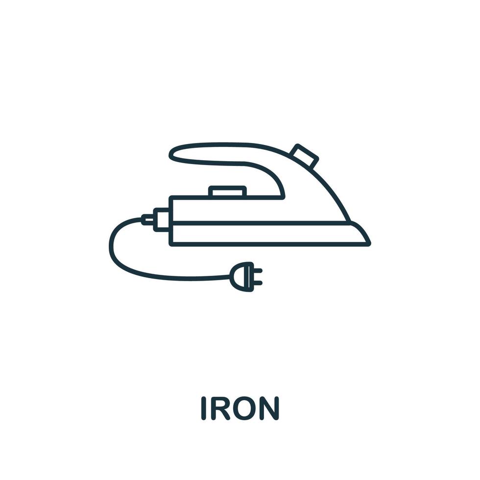 järn ikon från hushåll samling. enkel linje järn ikon för mallar, webb design och infographics vektor