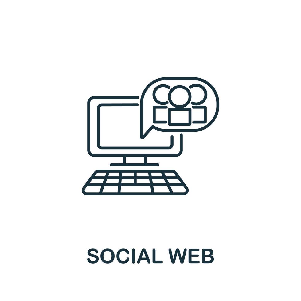 social webb ikon från industri 4.0 samling. enkel linje element social webb symbol för mallar, webb design och infographics vektor