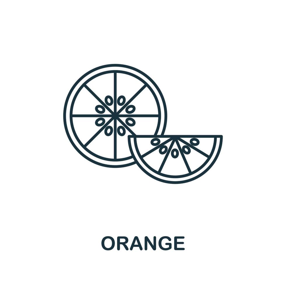 orangefarbenes Symbol aus der Obstsammlung. einfaches Linienelement orangefarbenes Symbol für Vorlagen, Webdesign und Infografiken vektor