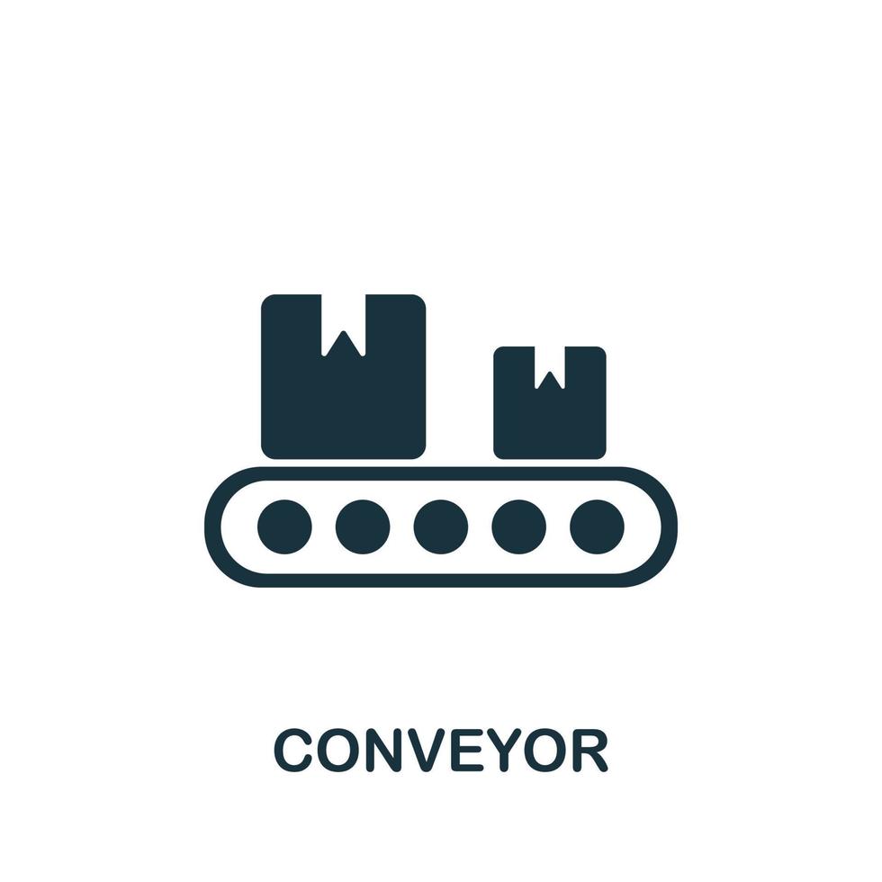 Förderer-Symbol aus der Industriesammlung. einfaches Linienförderer-Symbol für Vorlagen, Webdesign und Infografiken vektor