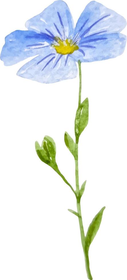 vattenfärg blå blomma klistermärke Linné isolerat hand dragen illustrartion vektor