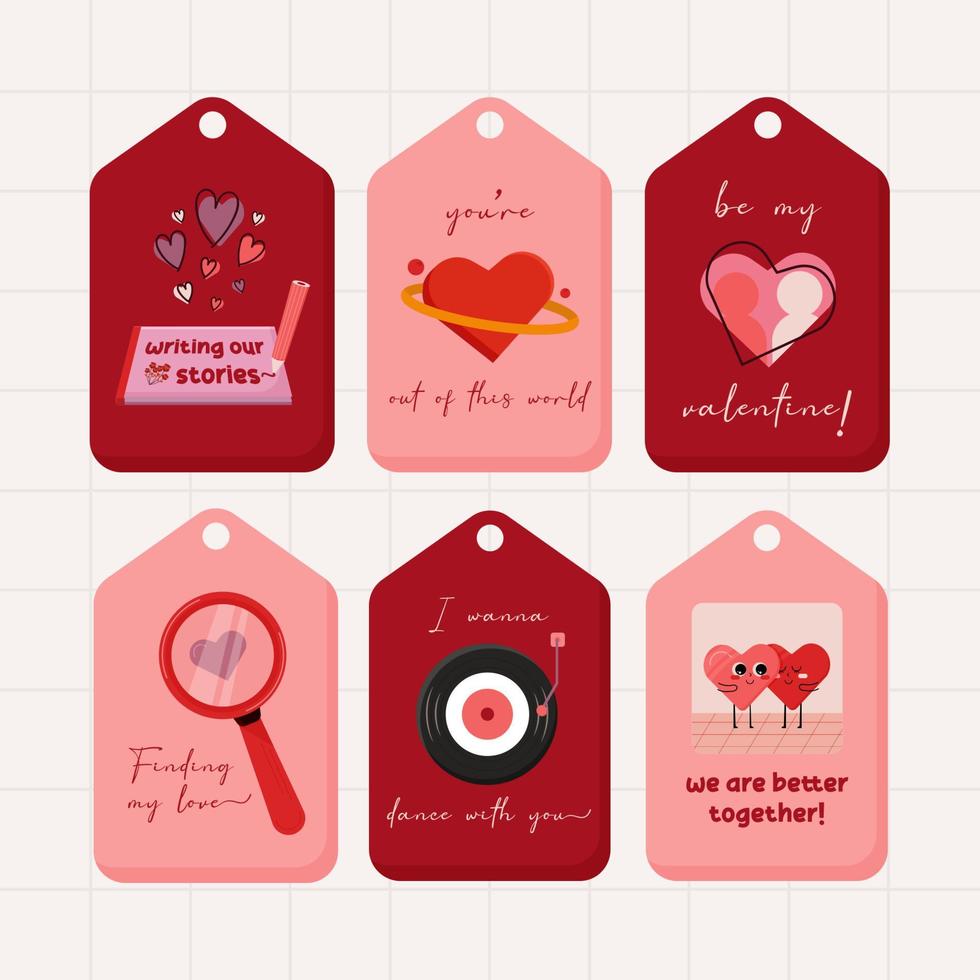 samling av platt illustration valentines dag märka etiketter vektor