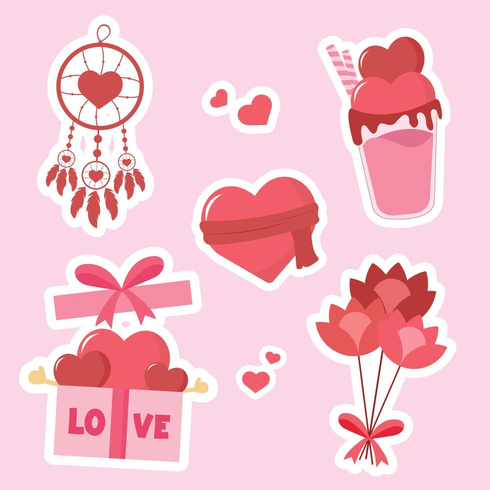 geschenk valentinstag element sammlungen flache illustration einfaches und elegantes vektordesign vektor