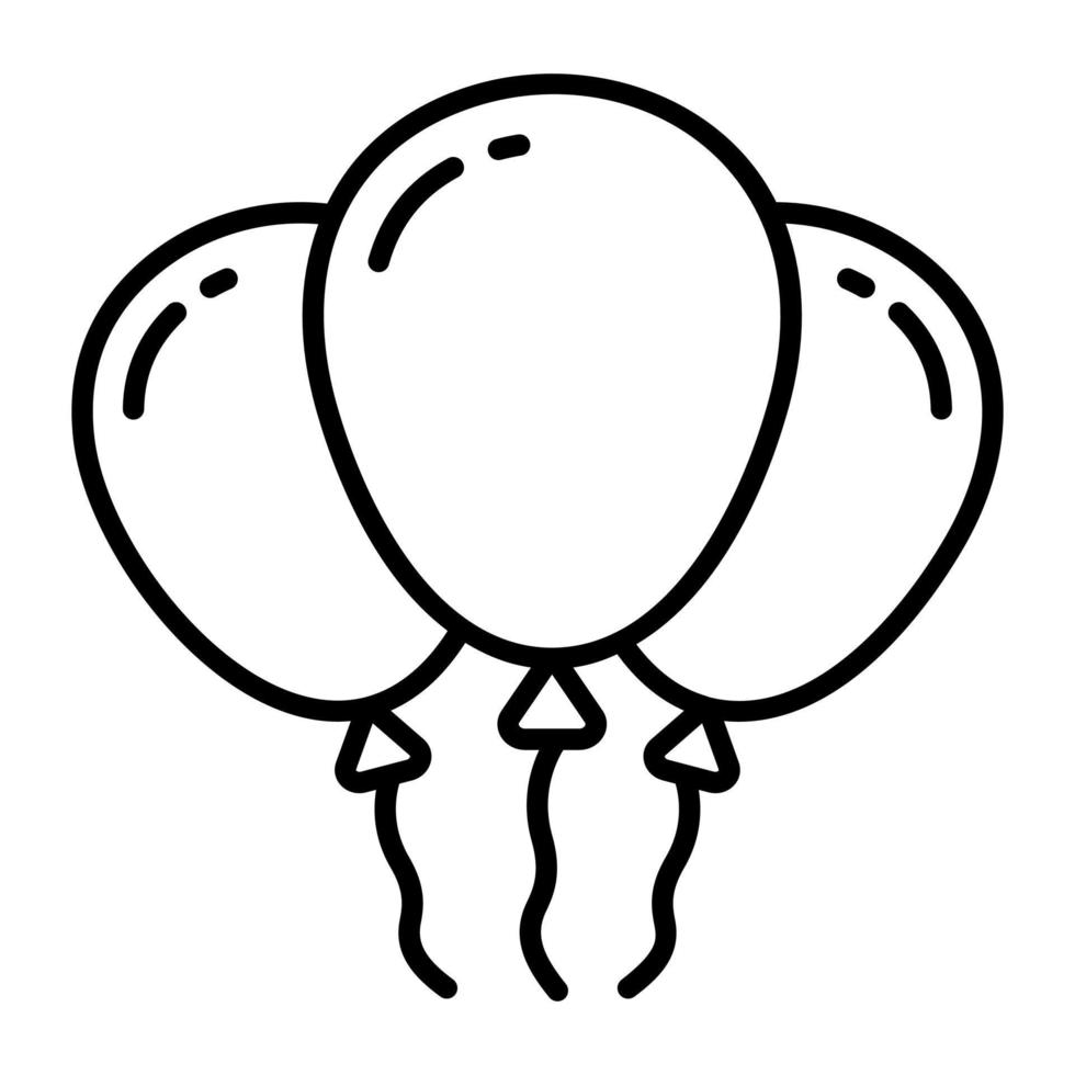 Luftballons Vektor festes Symbol isoliert auf weißem Hintergrund
