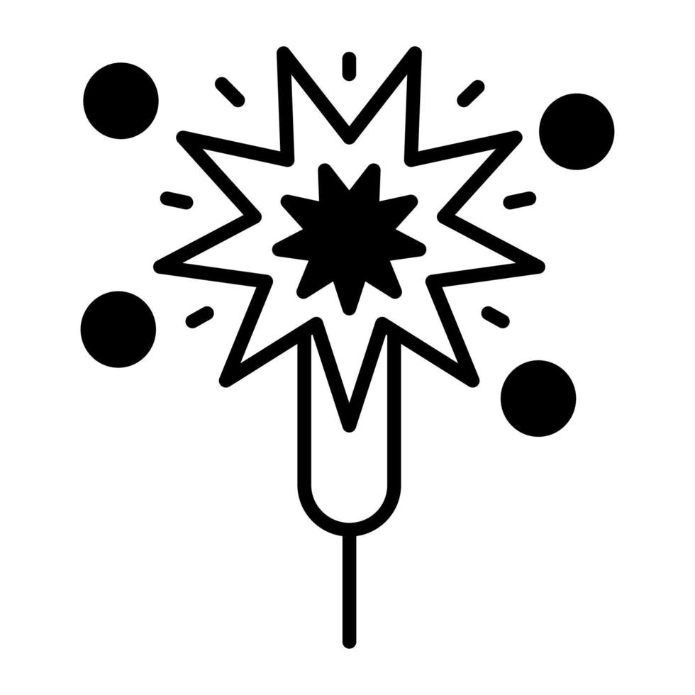 Wunderkerzen-Vektor-Glyphe-Symbol isoliert auf weißem Hintergrund vektor