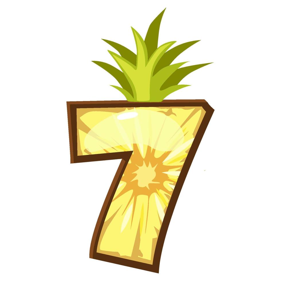 Cartoon-Ananas Nummer 7, Ziffer sieben vektor