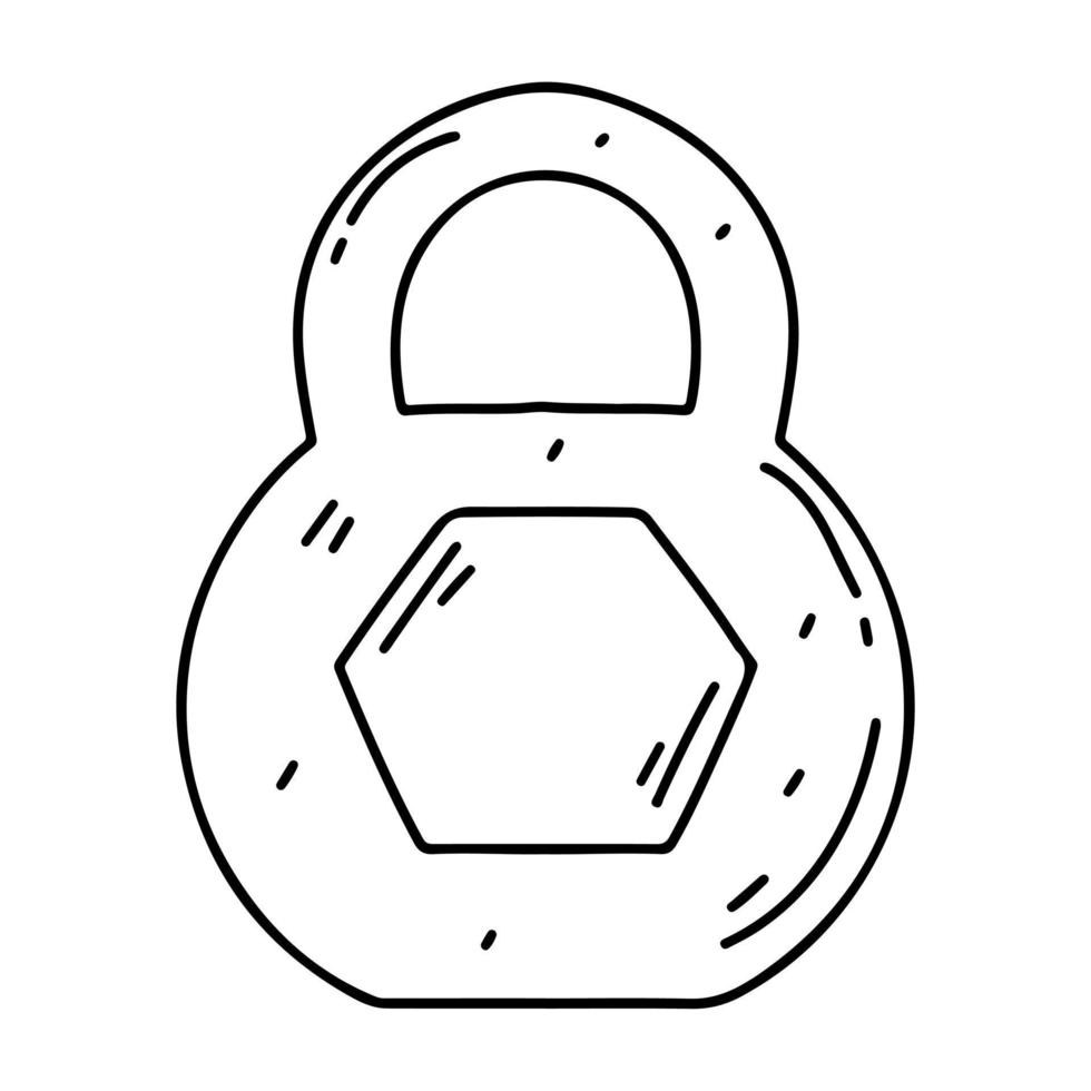 Sport-Kettlebell im handgezeichneten Doodle-Stil. Vektor-Illustration isoliert auf weißem Hintergrund. Sportausrüstung. vektor