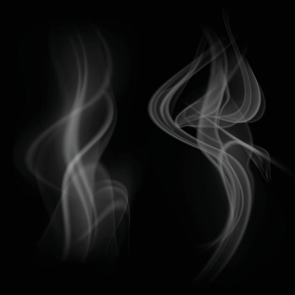 strömmande rök på svart bakgrund vektor