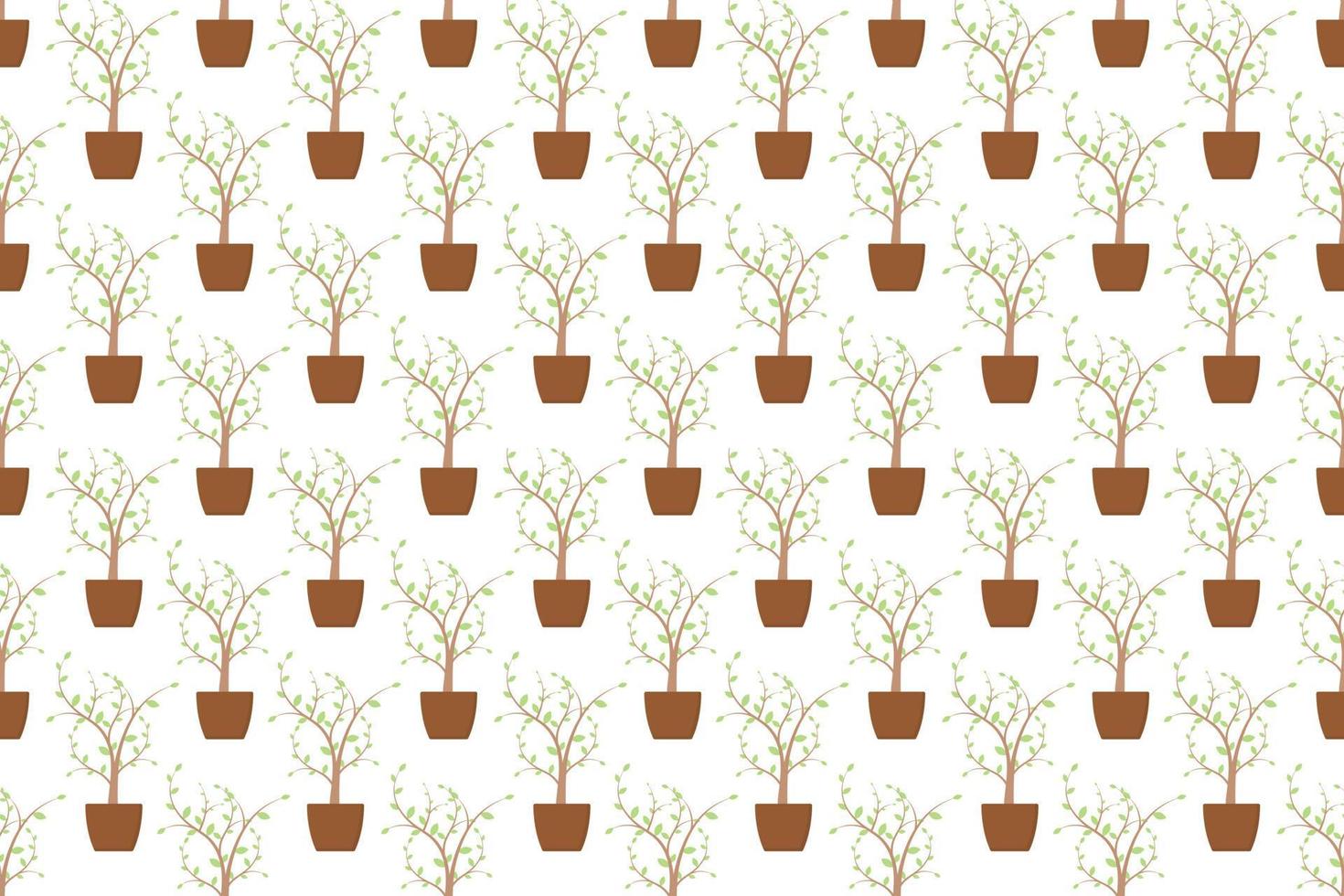 Pflanze im nahtlosen Muster des Topfes auf weißem Hintergrundvektordesign vektor