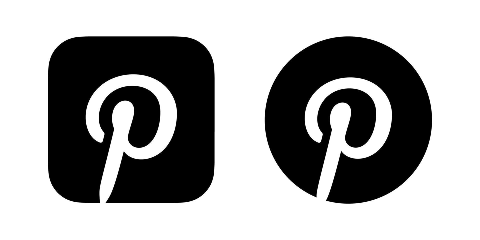 svart Pinterest logotyp vektor, Pinterest symbol, Pinterest ikon fri vektor
