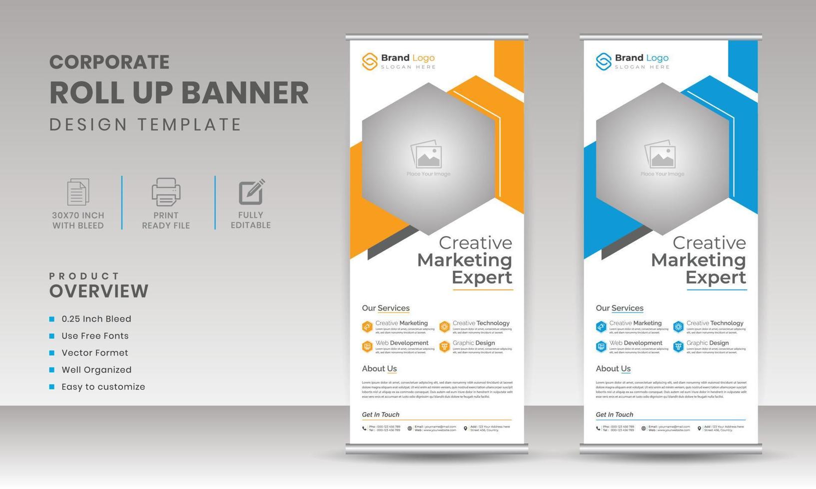 kreative und moderne Rollup-Banner-Designvorlage vektor