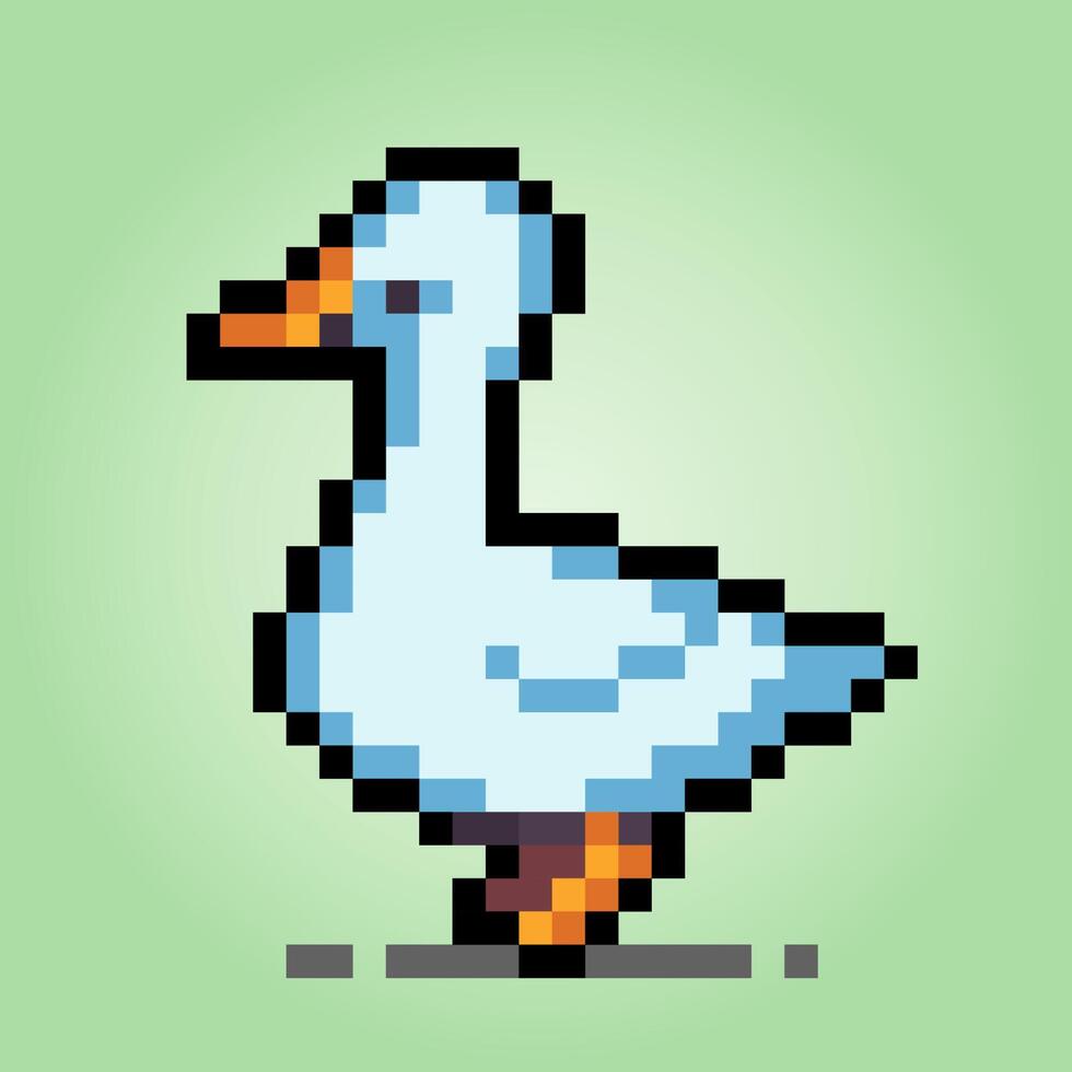 8-Bit-Pixel der Möwe. Tier für Asset-Spiele und Kreuzstichmuster in Vektorgrafiken. vektor