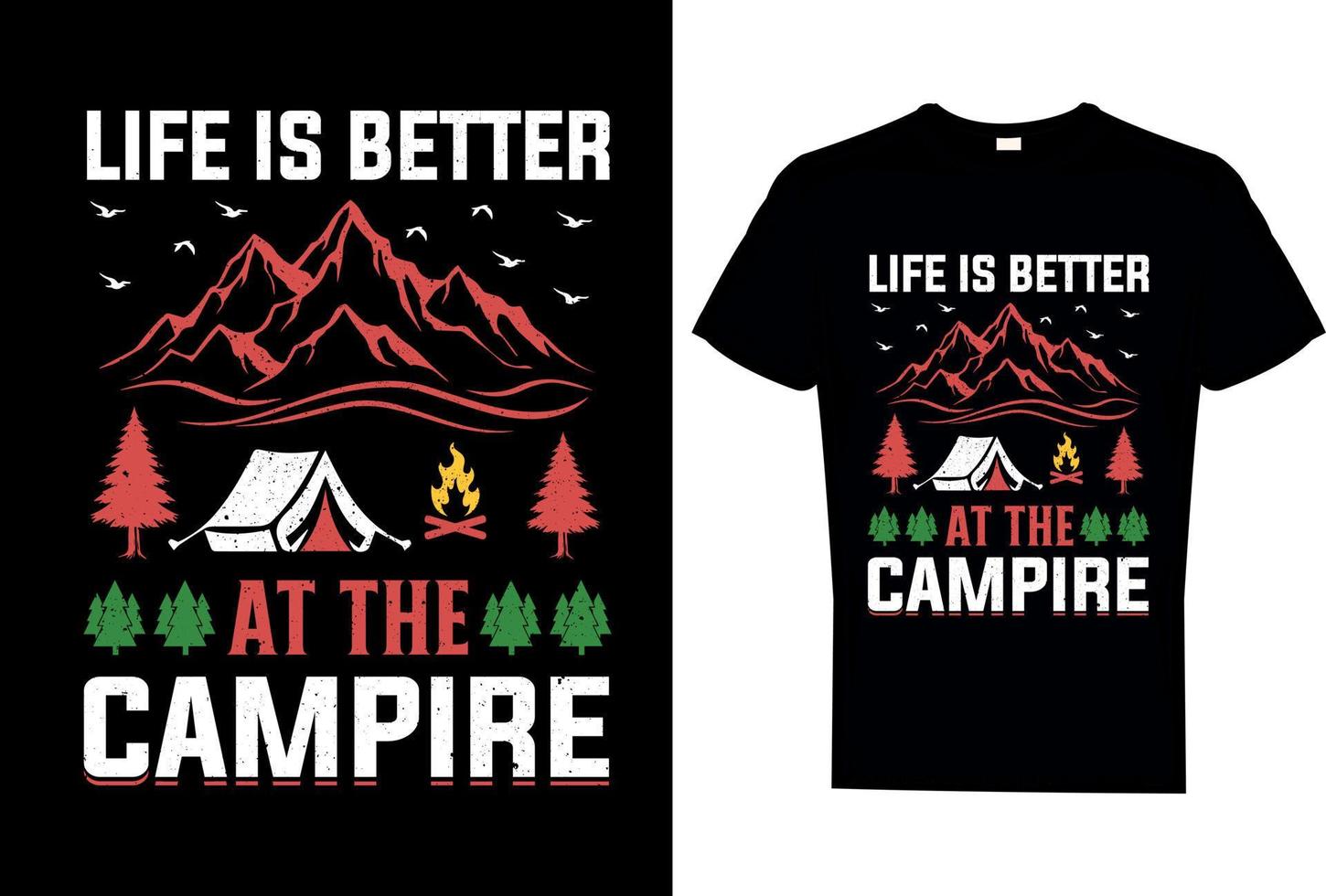 Camping-T-Shirt-Design für Vektor und Mockup