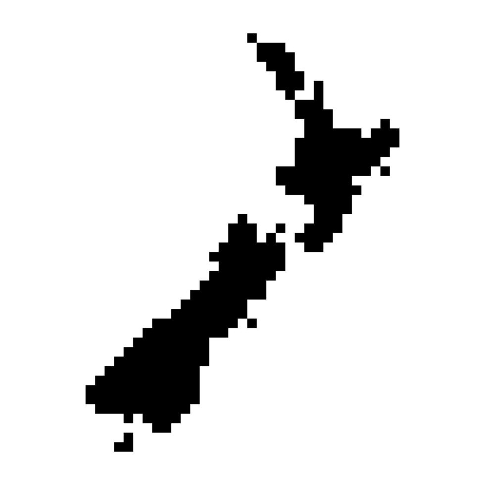 pixel Karta av ny själland. vektor illustration.
