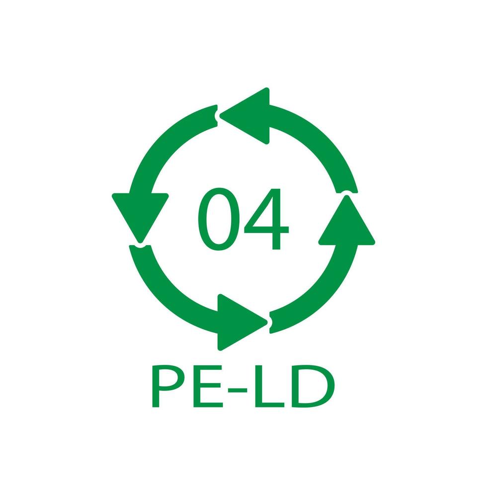 pe-ld 04 Recycling-Code-Symbol. Kunststoff-Recycling-Vektor-Polyethylen-Zeichen mit niedriger Dichte. vektor