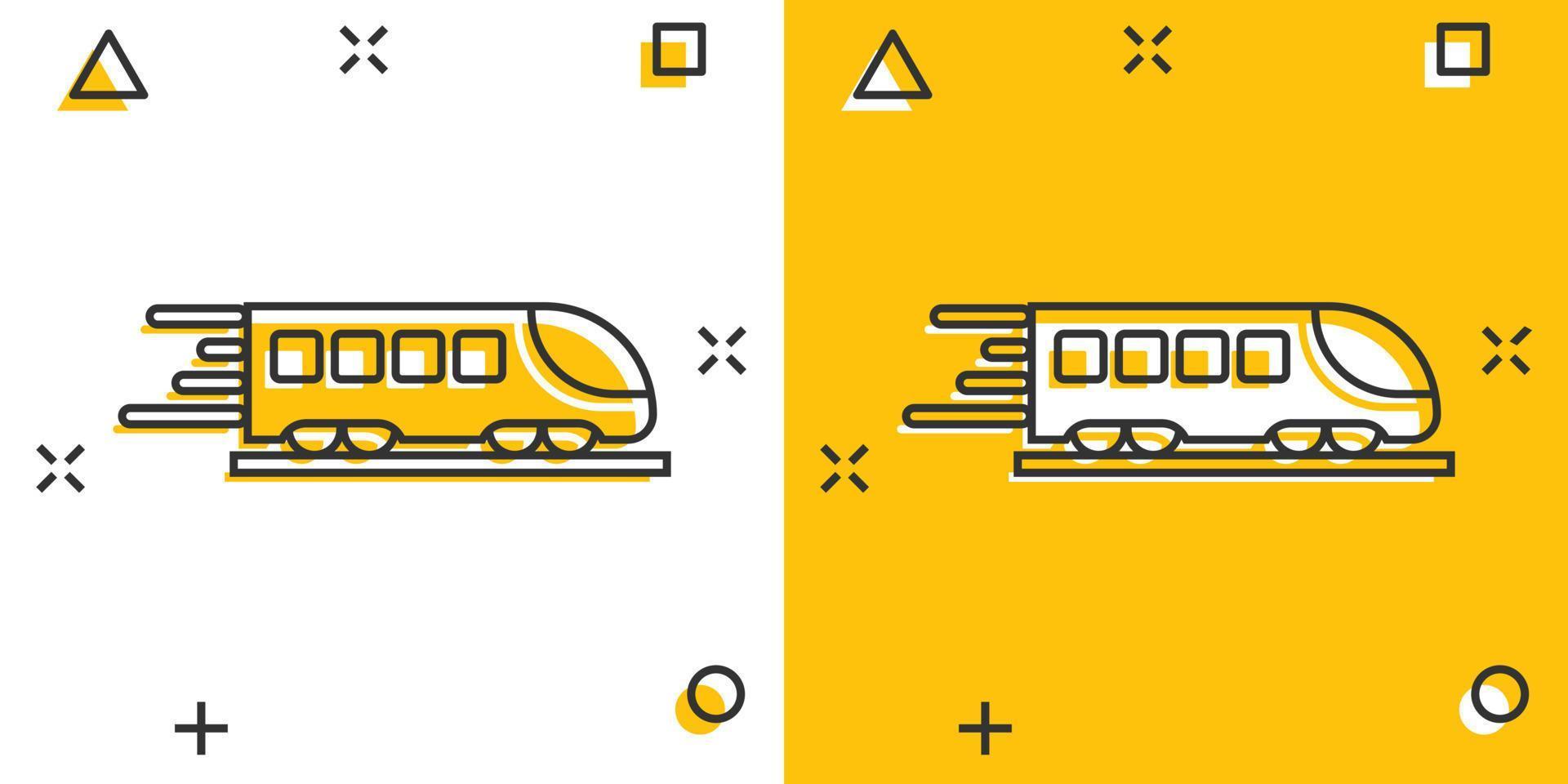U-Bahn-Symbol im Comic-Stil. Zug-U-Bahn-Cartoon-Vektorillustration auf weißem, isoliertem Hintergrund. Geschäftskonzept mit Spritzeffekt für die Eisenbahnfracht. vektor