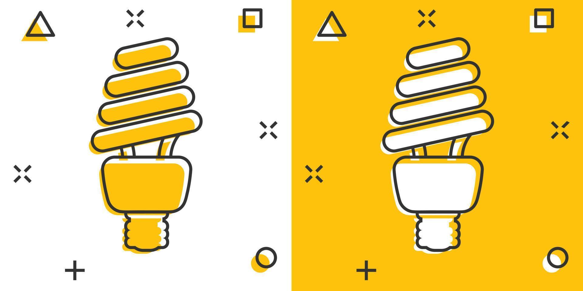 ljus Glödlampa ikon i komisk stil. glödlampa tecknad serie vektor illustration på vit isolerat bakgrund. energi lampa stänk effekt tecken företag begrepp.