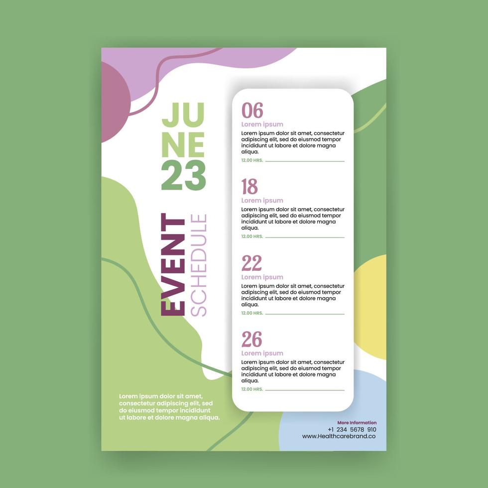 Vektor-flaches Design-Event-Template-Zeitplan vektor