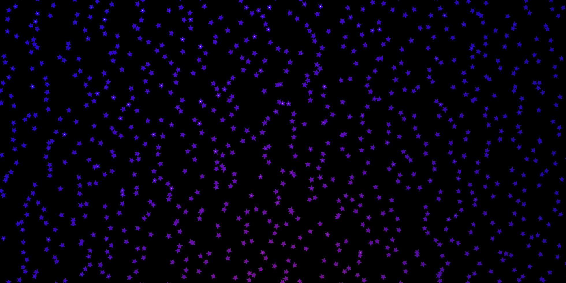 dunkelviolette Vektorschablone mit Neonsternen. vektor