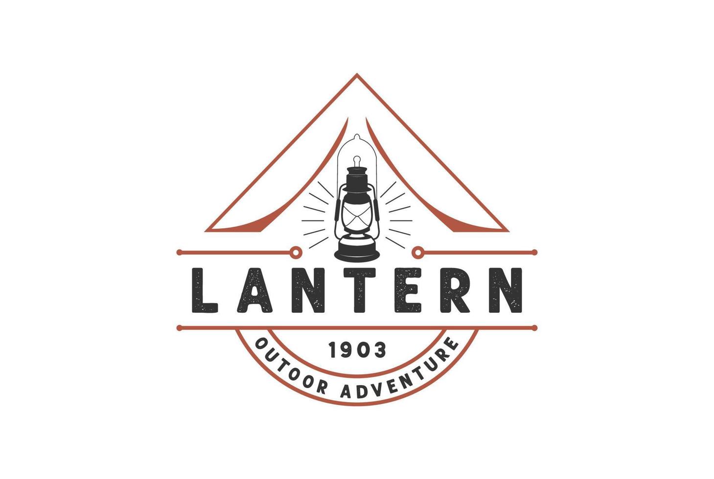 Vintage-Retro-Zeltlaternen-Abzeichen-Emblem für Camp-Logo-Design vektor