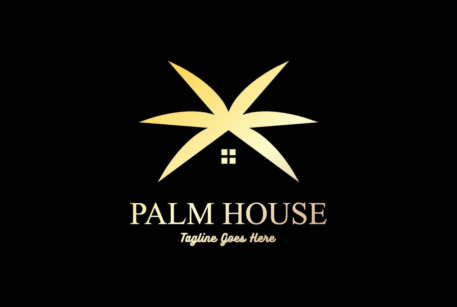 luxuriöses palmblatthaus für beach resort villa inn hotel cottage logo design vektor