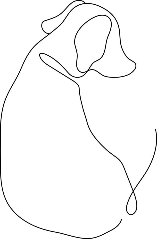 hund Sammanträde linje dragen illustration. vektor