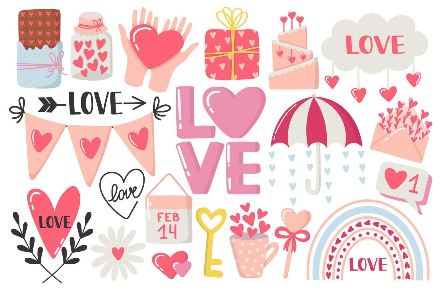 süßes valentinstag-doodles-set vektor