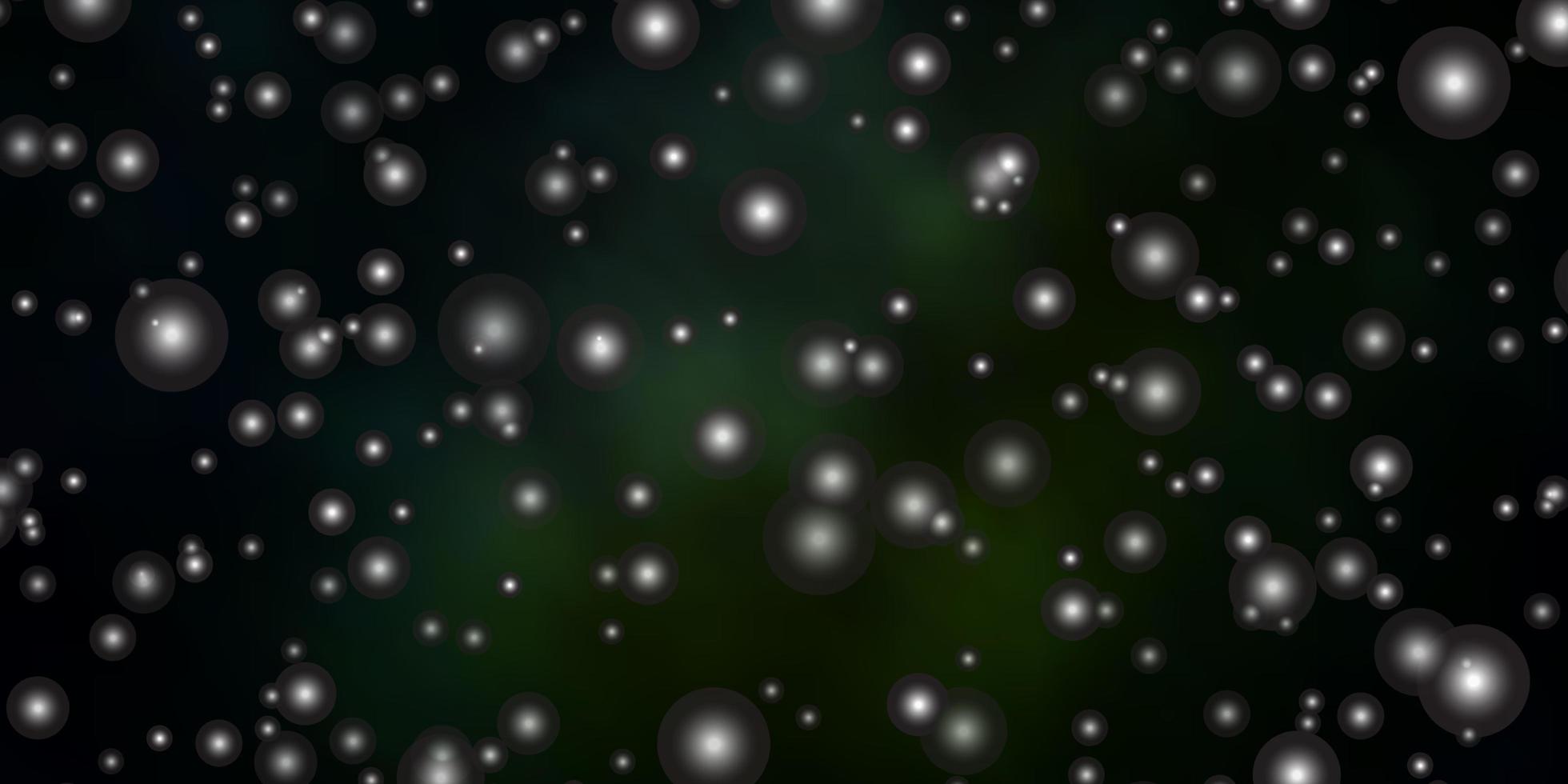 mörkgrön vektorbakgrund med färgglada stjärnor. vektor