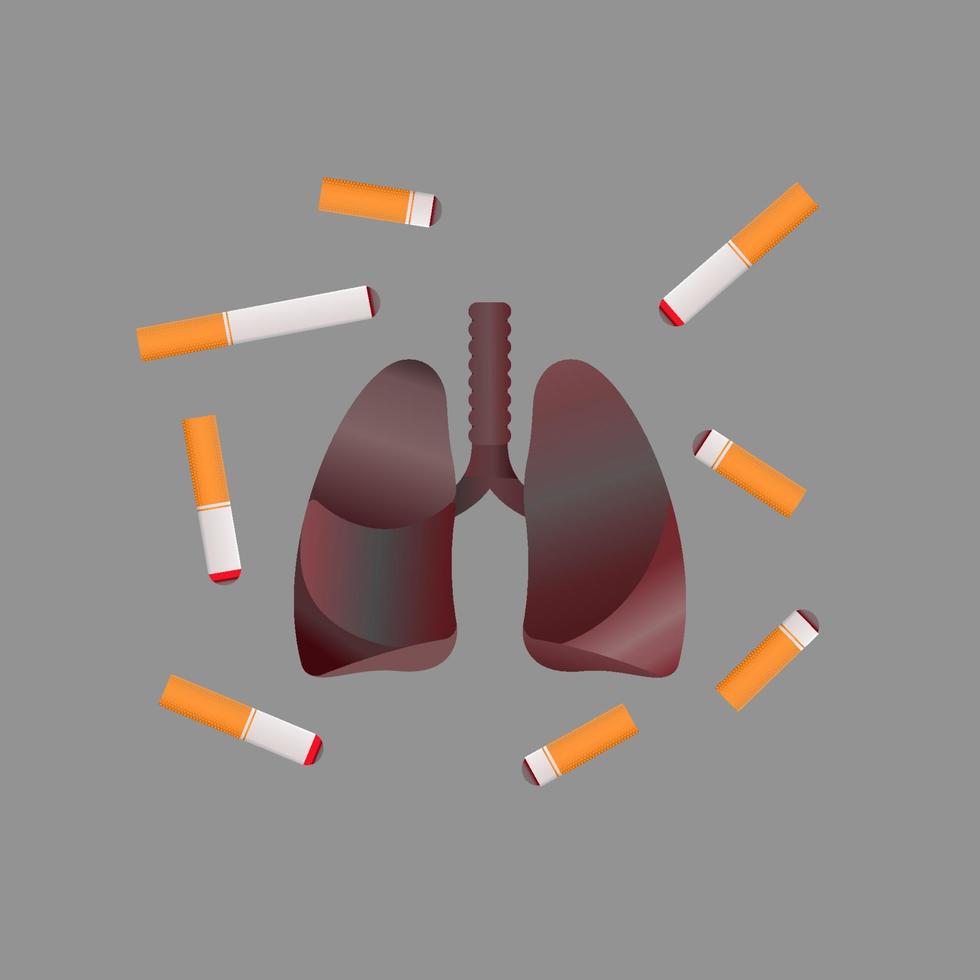 vektorillustration für weltnichtrauchertag, krebs, lunge, gesundheit der atemwege, nicht rauchen, nicht rauchen, nichtraucherbereich, krankheit durch rauchen vektor