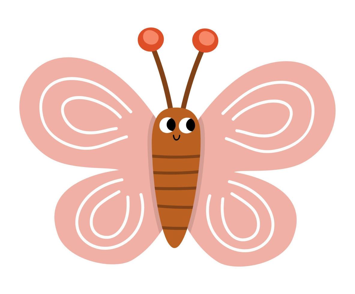 vektor platt rosa fjäril ikon. förtjusande bruka bild. rolig skog, skog eller trädgård insekt. söt insekt illustration för barn isolerat på vit bakgrund