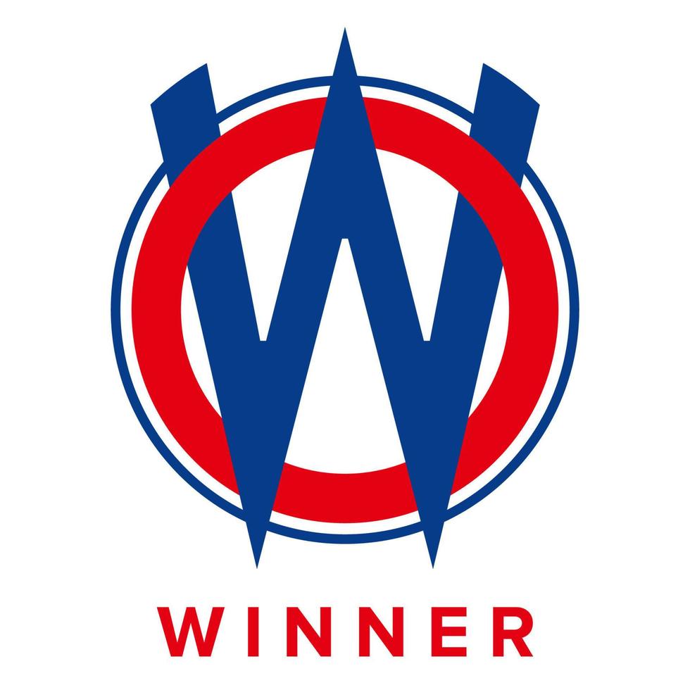 logotyp vinnare med brev w vektor
