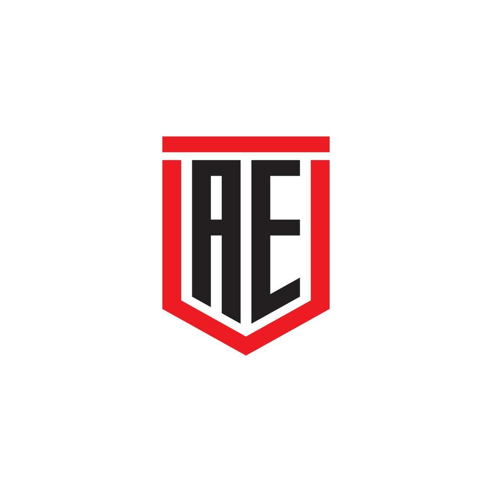 ae logo monogramm mit emblem schild design isoliert hintergrund vektor