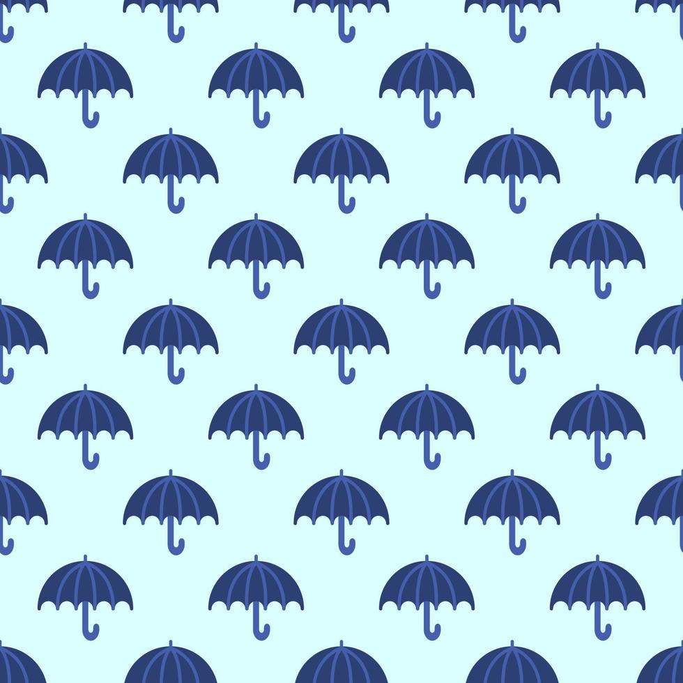lebendiges, nahtloses, sich wiederholendes Muster des Regenschirms auf blauem Hintergrund für Tapeten, Textilien, Stoffe und andere Oberflächen vektor