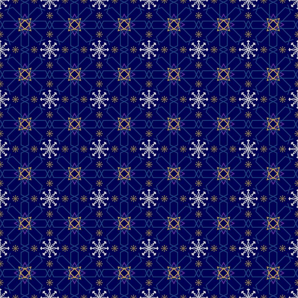 geometrisk arabicum mönster med mörk blå bakgrund vektor