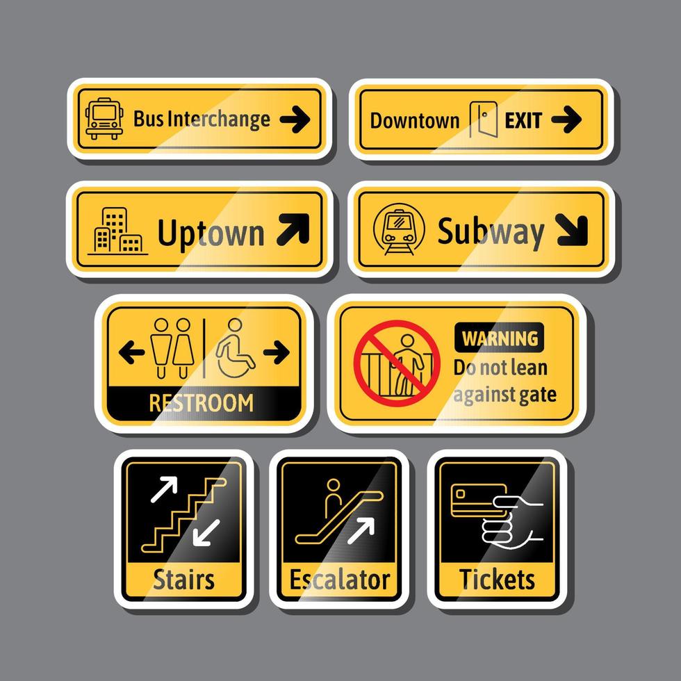 tunnelbana tecken systemet klistermärke samling vektor