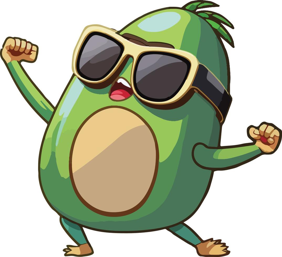 Fröhliches Avocado-Emoji mit Sonnenbrille vektor