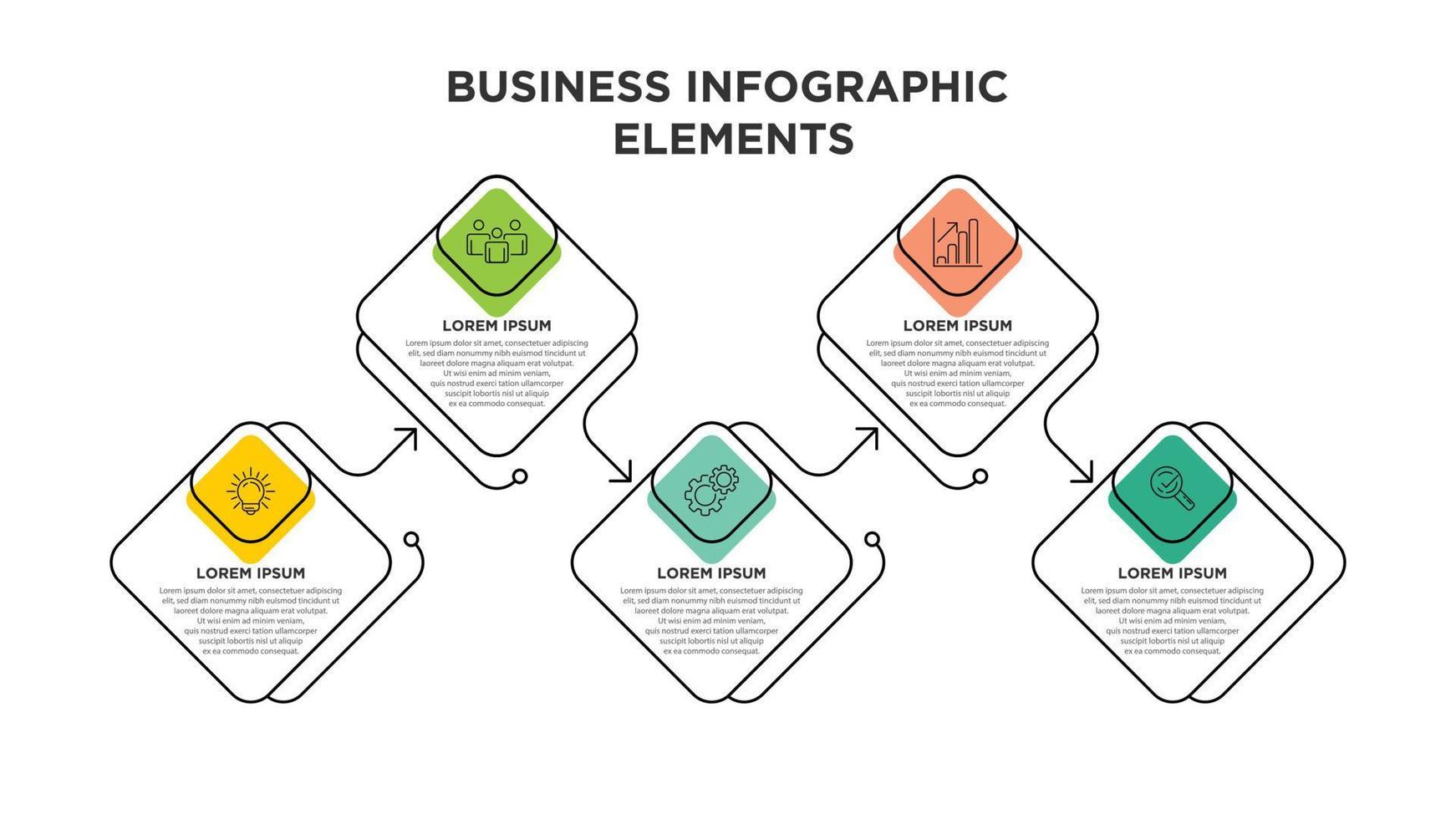 infographics för företag begrepp med ikoner och 5 alternativ eller steg. för innehåll, diagram, flödesschema, steg, delar, tidslinje infografik, arbetsflöde, Diagram. vektor