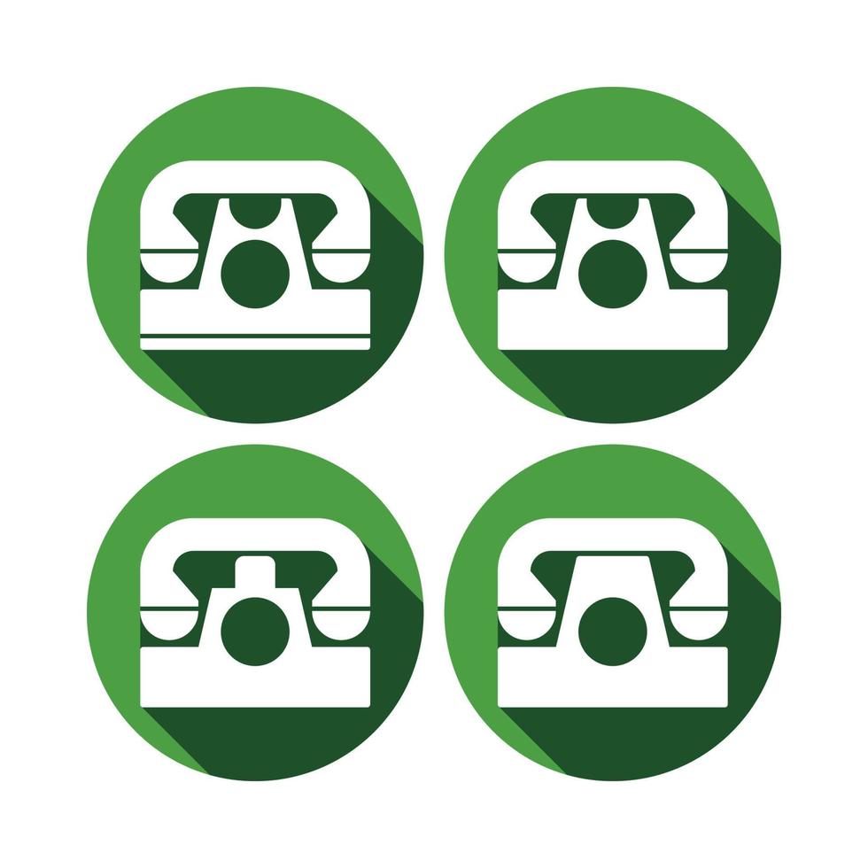 telefon ikon vit Färg med grön cirkel, vektor illustration