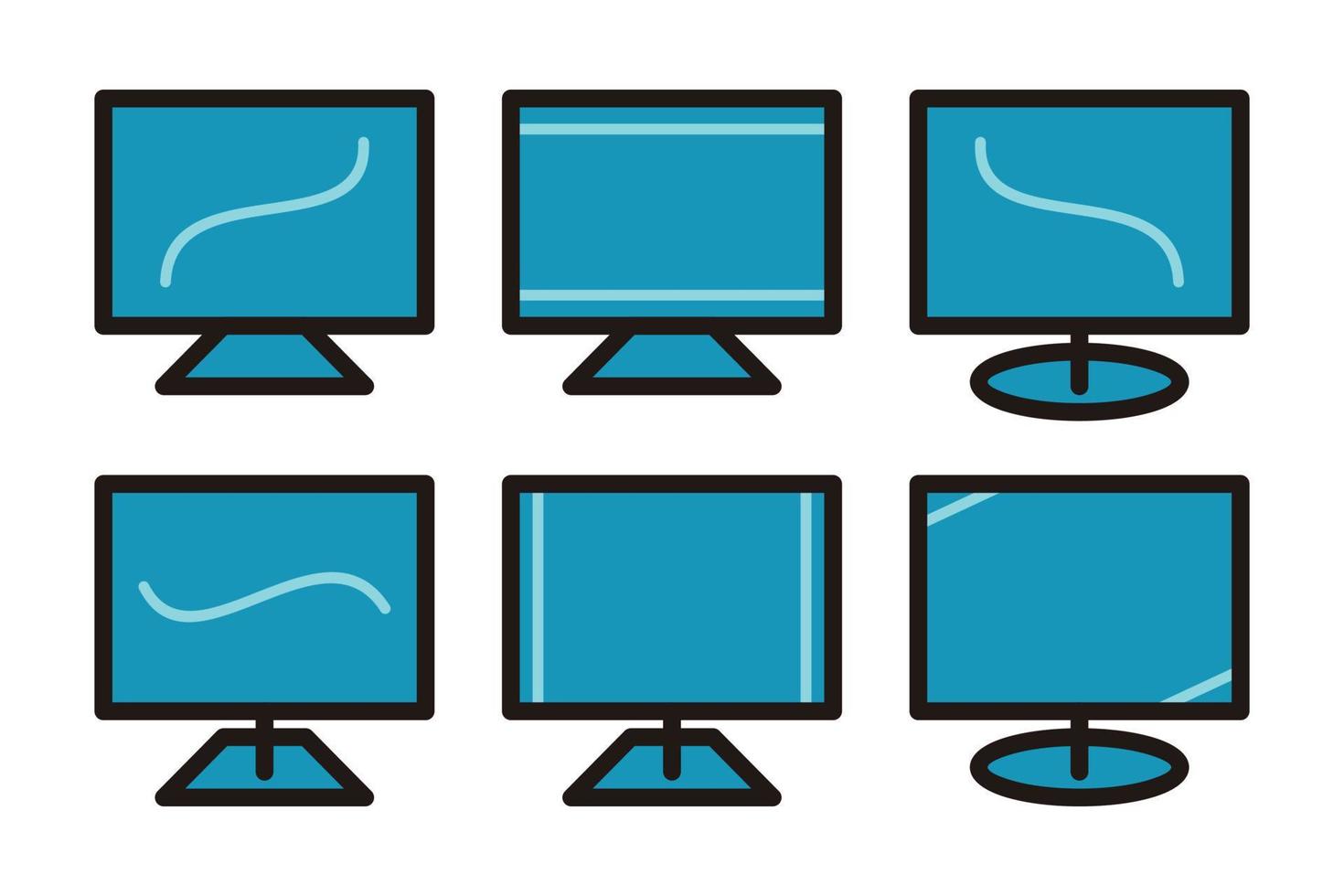 övervaka ikon uppsättning, TV vektor design blå Färg. illustration för smartphone eller hemsida, elektronisk Utrustning.