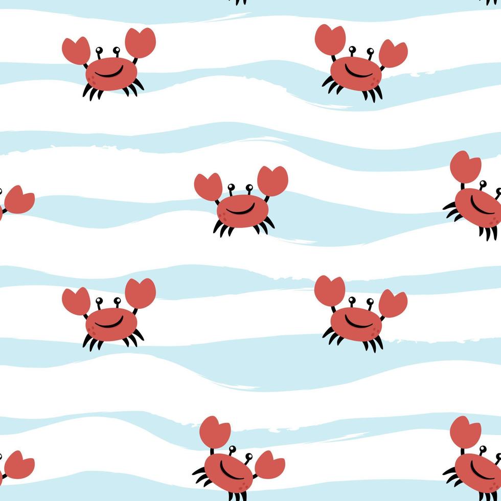 djup hav eller hav med krabba och Vinka. vektor sömlös mönster