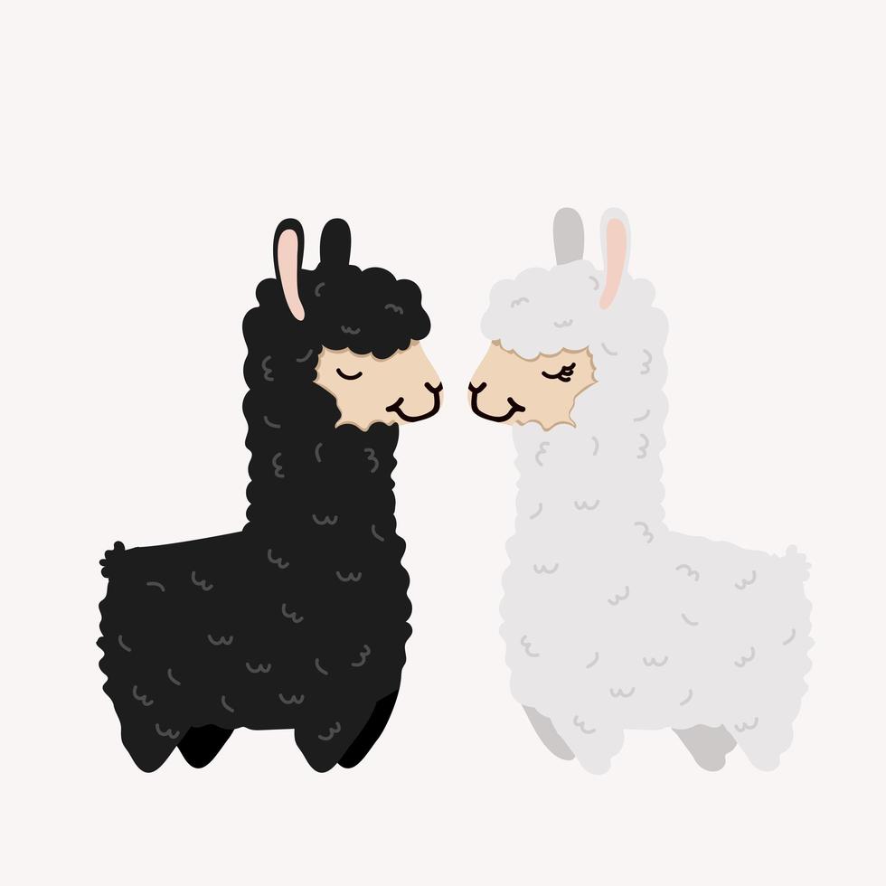 söta alpaca par i kärlek vektor