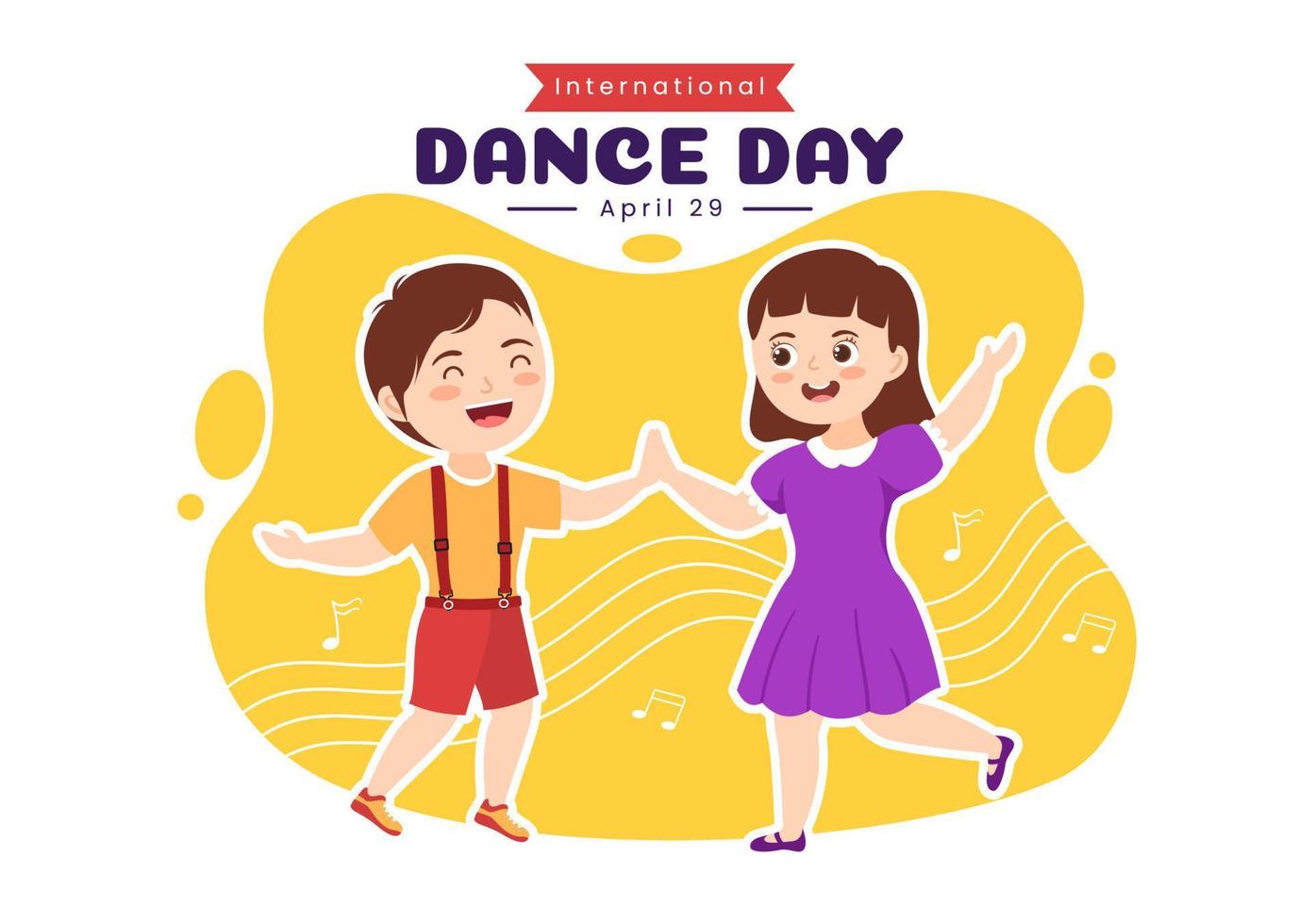 internationell dansa dag illustration med professionell barn dans utför i platt tecknad serie hand dragen för landning sida mallar vektor