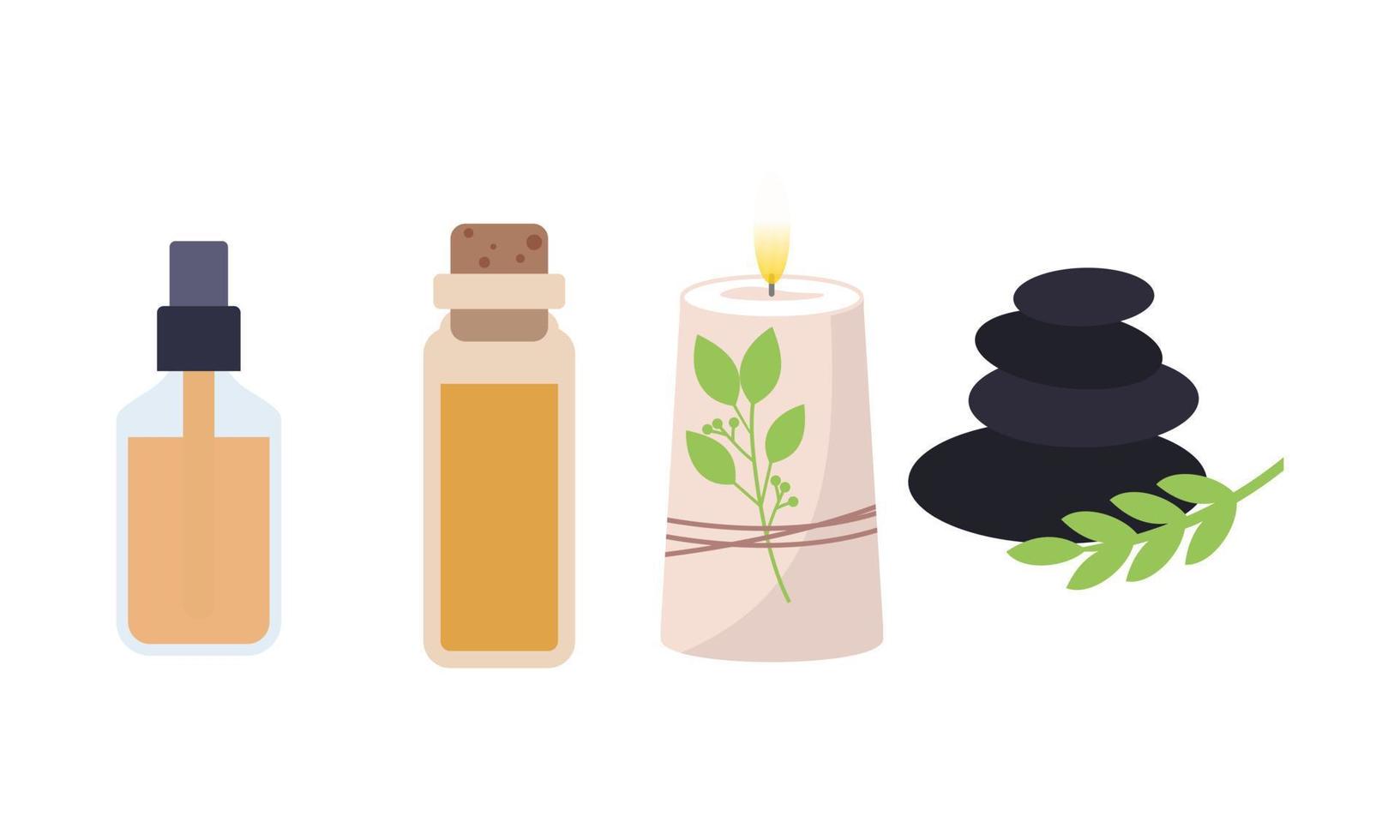 homeopati, aromaterapi, naturlig traditionell medicin uppsättning. örter, ört- te, homeopatisk naturläkare väsentligheter, läkning växter. vektor