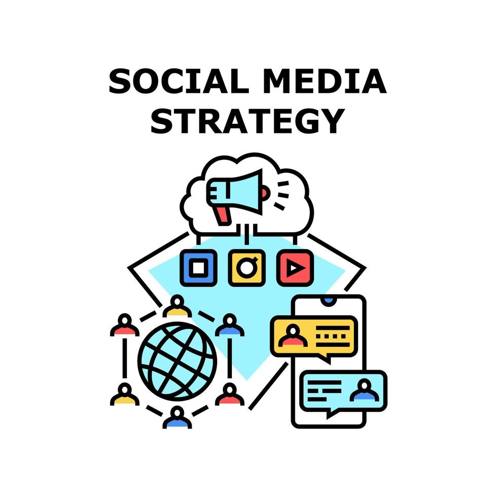 social media strategi vektor Färg illustration