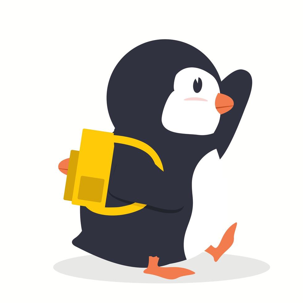 Pinguin Vogel mit Rucksack vektor