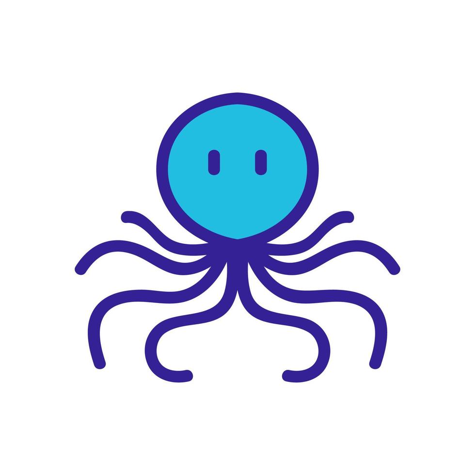 Stort huvud bläckfisk med smal lång tentakler ikon vektor översikt illustration
