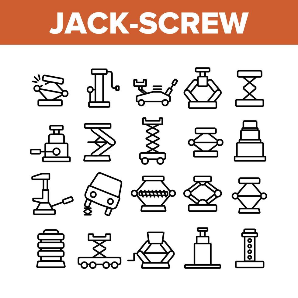 Jack-Screw-Ausrüstungssammlungsikonen stellten Vektor ein