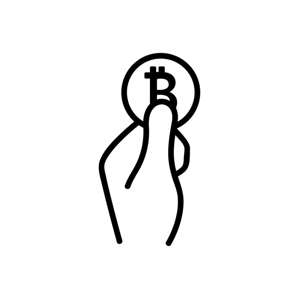 hand och mynt bitcoin ikon vektor. isolerat kontur symbol illustration vektor