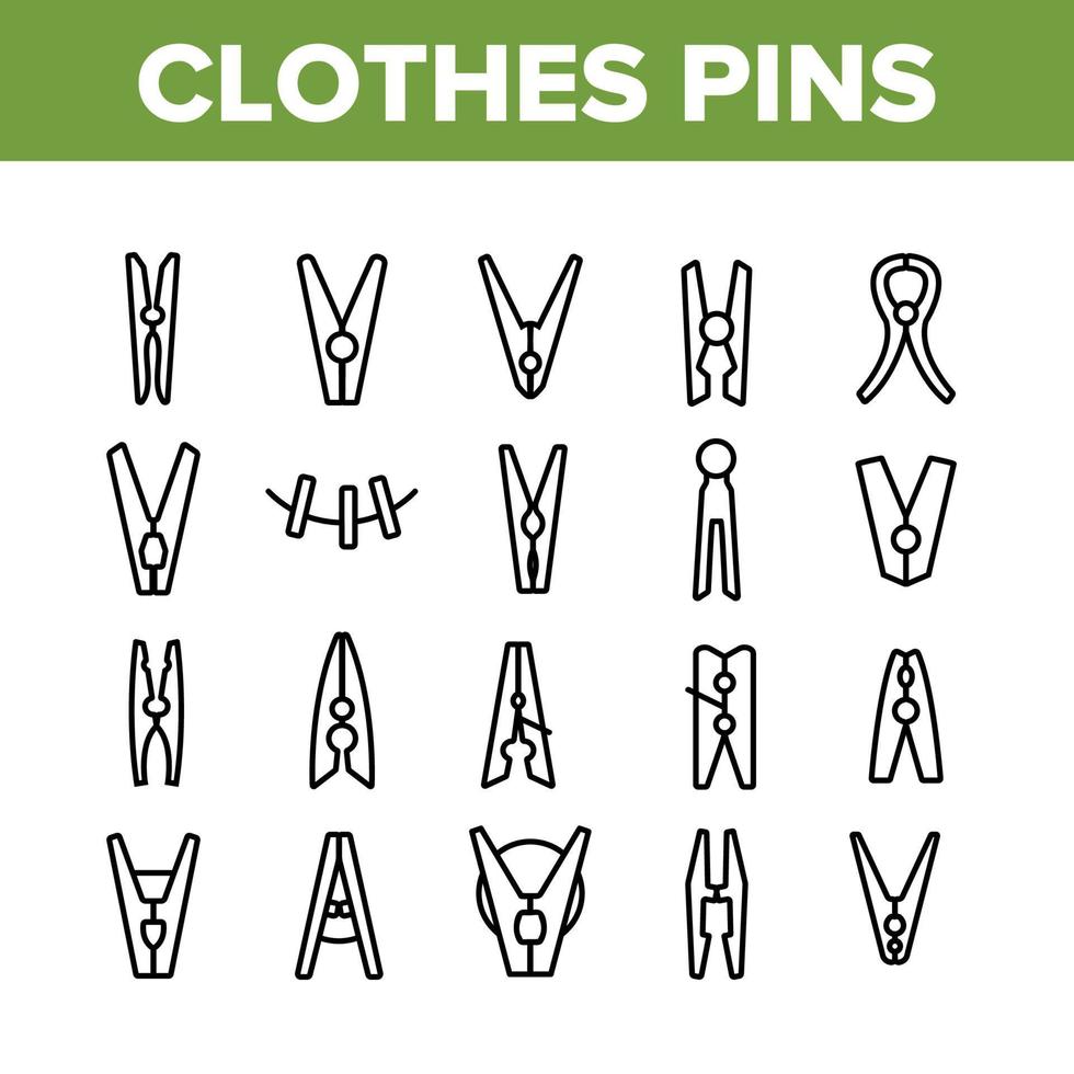 Kleiderklammern Verbindungselemente Sammlung Symbole Set Vektor