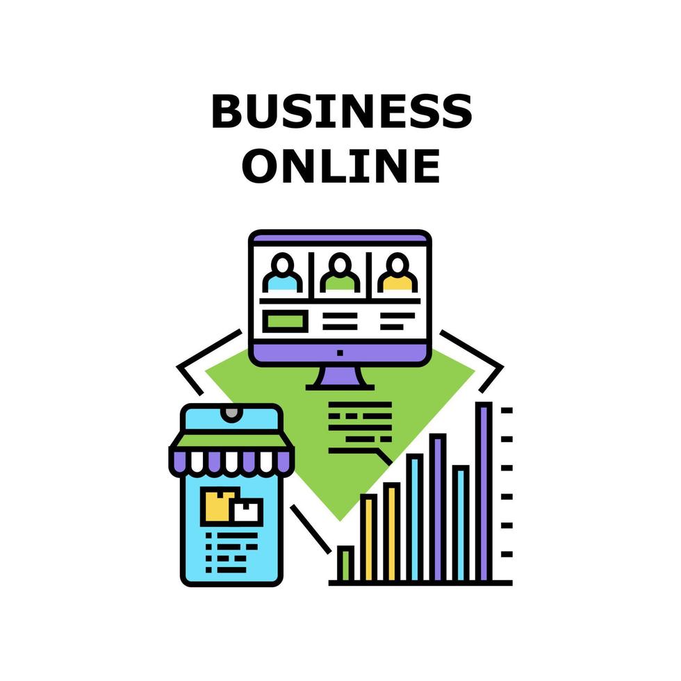 Business-Online-Vektor-Konzept-Farbillustration vektor